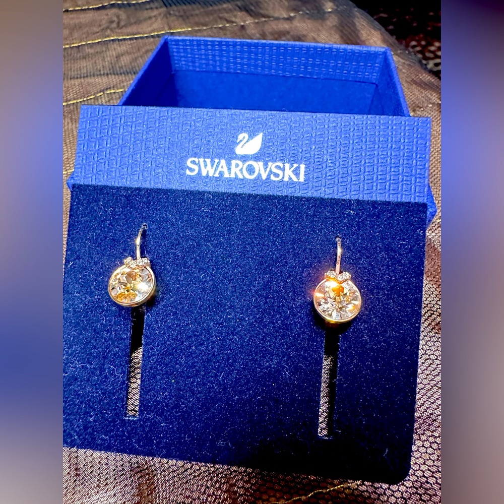 Swarovski Gold Earrings with Crystal Accents